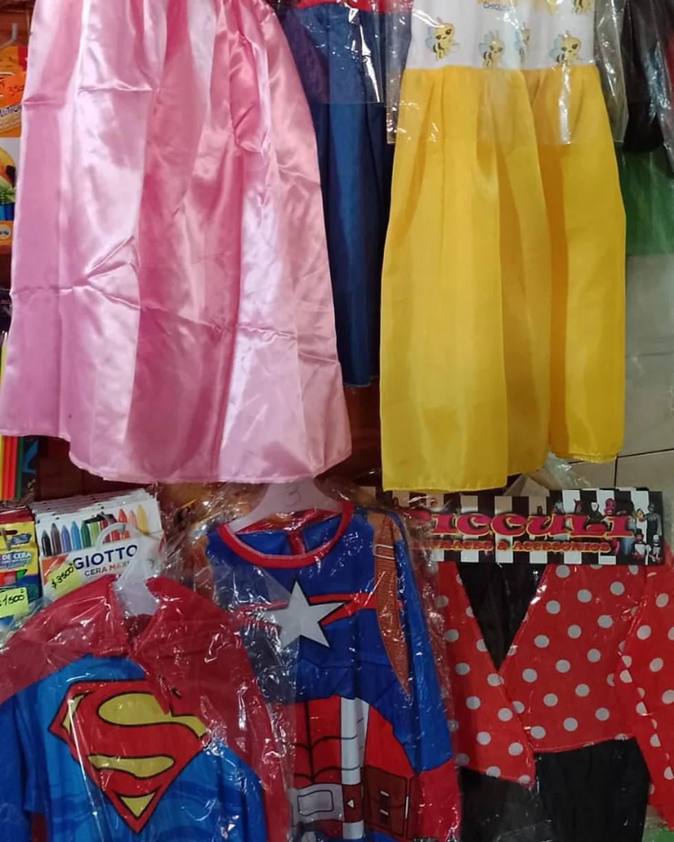 Estantería de Librería JD con disfraces, lápices y útiles